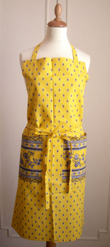 French Apron, Provence fabric (Marat d'Avignon /Avignon. yellow)